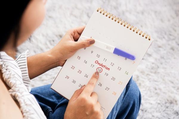 カレンダーを手に妊娠した日を確認する女性